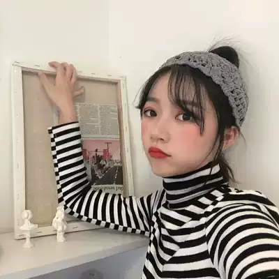 Ethnic style net red hairband wild solid color handmade wool knitting headband female spring and summer retro wild hairband female