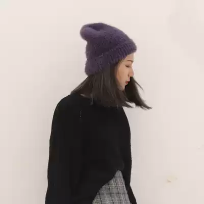 (soft)Winter hat female Korean fashion all-match wool hat Female soft skin-friendly warm knitted wool pile hat