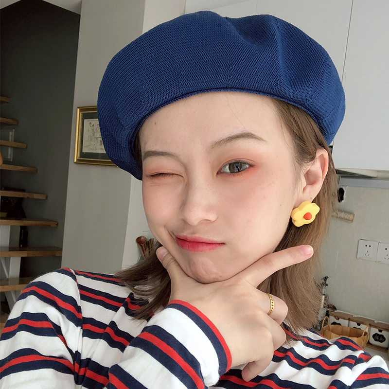 Summer can be worn candy color beret summer women thin breathable retro ins Korean version of the wild painter hat Hyun
