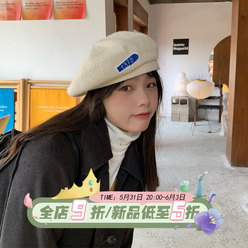 Chen Grandma Retro Soft Knit Berets Female Day Ensemble Painter Hat Child Tide