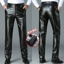 Winter plus velvet padded leather pants mens motorcycles loose fattening plus size middle-aged pants motorcycle mens pants Puskin