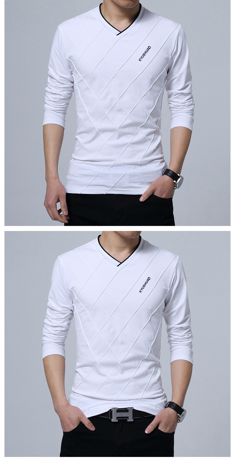 Áo thun thun dài tay cộng chất béo XL rộng rãi Áo thun nhung dày cho nam Áo thun cổ chữ V quần lửng áo polo nam đẹp
