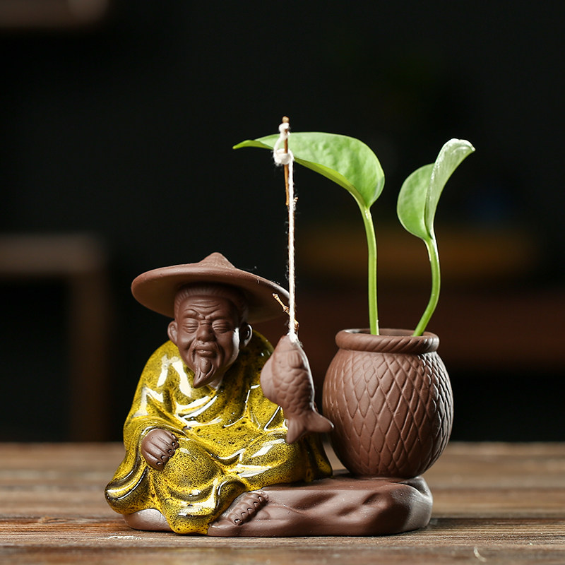 Purple Sand Tea Pamper Ginger Taipei Fishing Creativity Water Bacon small floral tea table swing pieces Decorative Utilita Tea Accessories Furnishing