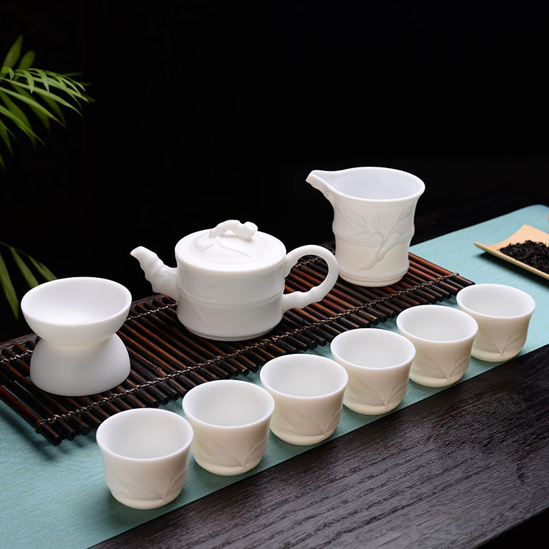 Mutton Jade White Porcelain Tea Ceremony Black Tea Cover Bowl Japanese Tea Set Set Household Ceramic Kung Fu Tea Cup Gift