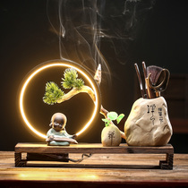 Creative pure copper tea ceremony Six gentleman suit Zen little Monk Boutique back flow incense lamp circle Kung Fu tea accessories