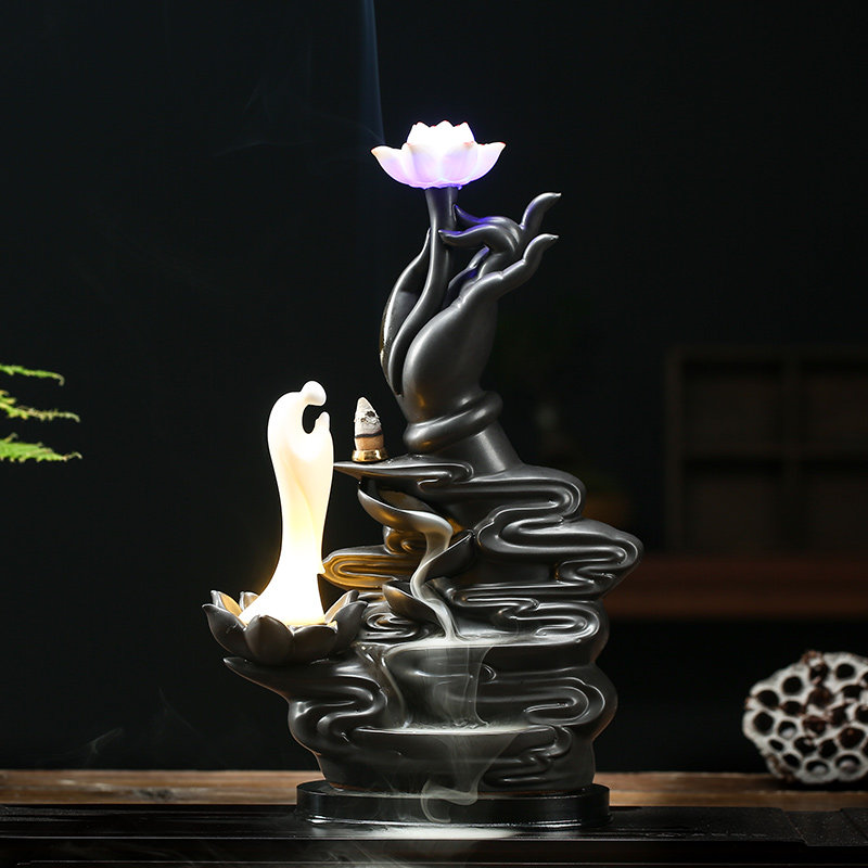 Creative tea pet backflow fragrance Zen little monk handmade flower personalized tea ceremony decoration boutique home tea art small ornaments