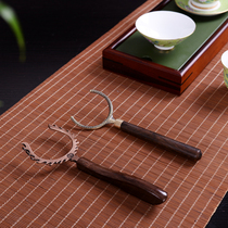 Ebony kung fu tea ceremony with handmade solid wood Cup fork zinc alloy Tea fork tea tray cup holder tea tray accessories