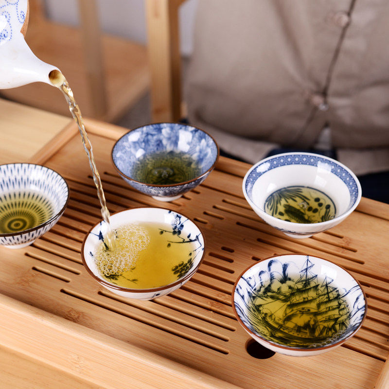 Blue Porcelain Tea Cup Master Cup Kung Fu Tea Cup Japanese Ceramic Kung Fu Tea Set Antique Bucket Cup