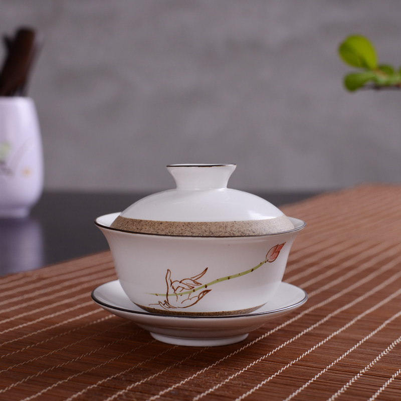 Hand-drawn ceramic bowl of three-tall kung fu tea cup cup tea cup tea ceramic cup tea ceramic cup tea ceramic cup tea ceramic cup