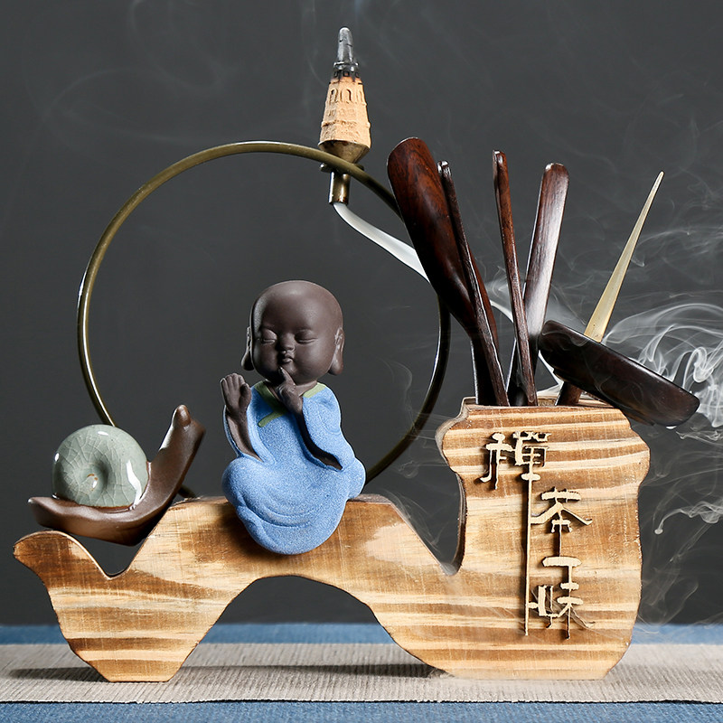 Kung Fu tea set accessories 6 pieces set ebony tea ceremony six gentlemen set purple sand four not small monk tea art ornaments