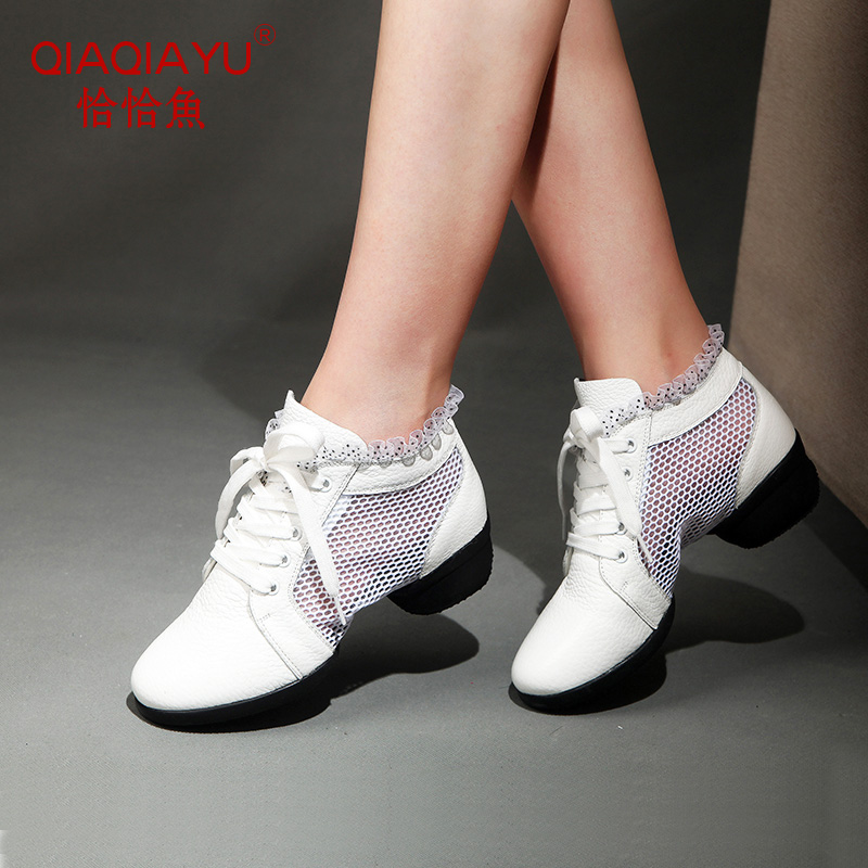 Precisely Fish Genuine Leather Dancing Shoes Mesh Yarn Breathable Square Dance Shoes Adults Softbottom Water Soldiers Dance Shoes Women With Dancing Shoes Women