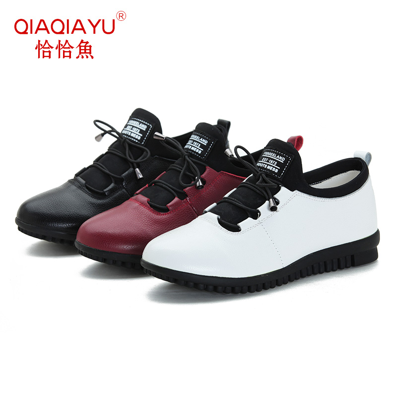 Precisely fish casual shoes 2021 women shoes spring style net red genuine leather bag shoes soft bottom leather shoes middle age small fragrant wind dancing shoes