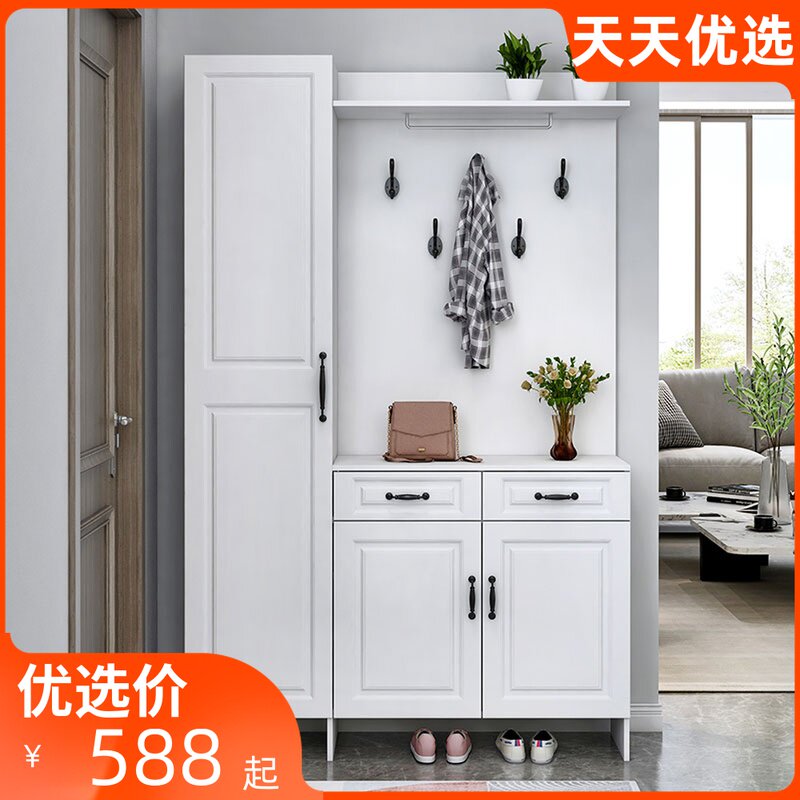 Minima into the door Shoes Cabinet Door Hall Cabinet Cloister Hood Cabinet Close to wall Chest Room With Full Body Mirror Large Capacity Shoe Rack Living-room Wardrobe