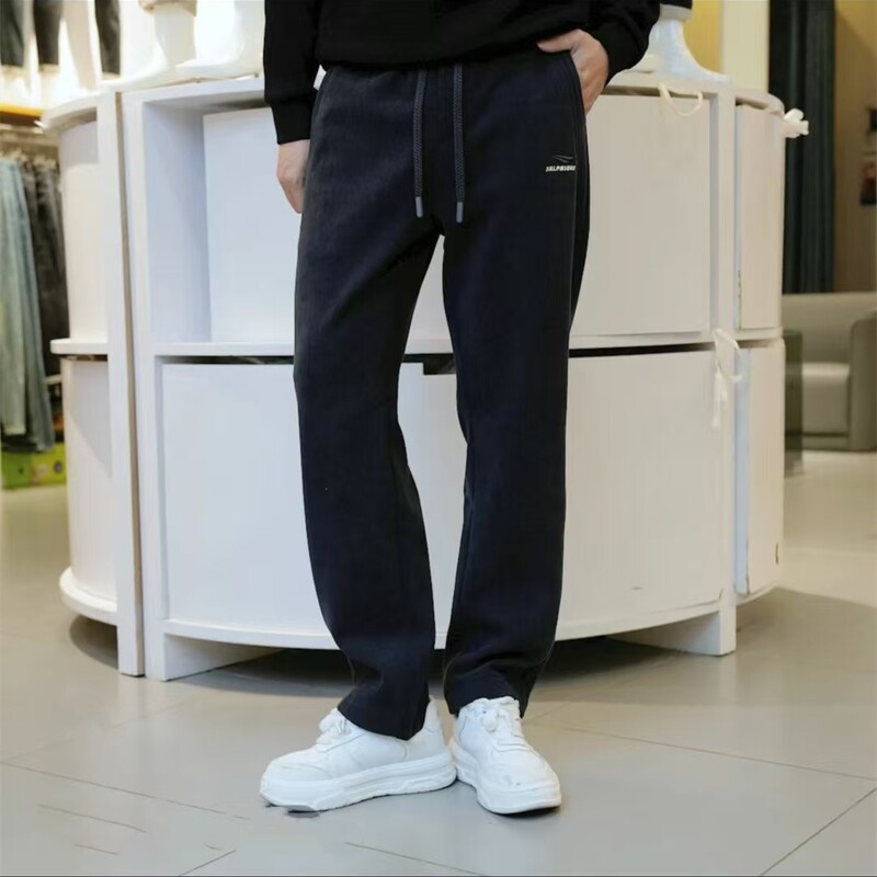 Hx Fox Xuan Men's Autumn and Winter New Fleece-Lined Fashion Casual Pants, Loose Korean Style Trendy Cold-Resistant Warm Sports Trousers