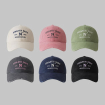 Chic Know retro fashion pure colour embroidery dome baseball cap Summer wide eatery with small soft top duck tongue cap