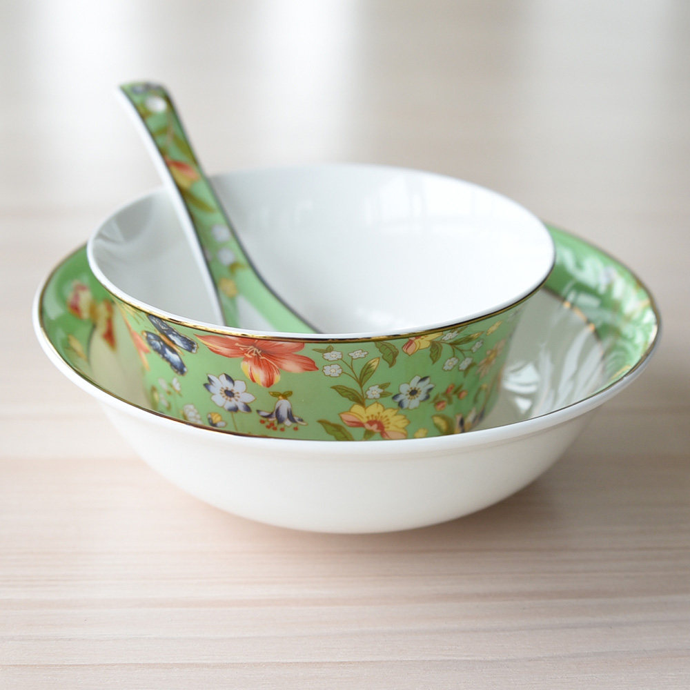 Phnom Penh Bone Porcelain Rice Bowl Household Rice Bowl Ceramic Bowl Premium and Practical Bowl for Food Spoon Dish Bowl