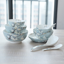Bone China rice bowl Noodle bowl Creative high-grade European and American home ceramics Cute porcelain bowl small spoon exquisite