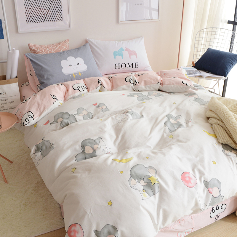 Net Red Girl heart cotton four-piece cotton sheet quilt cover cartoon bedding student dormitory three-piece set