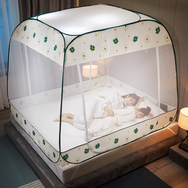 Mongolian bunk bed mosquito net three doors 1 5m free of mounting anti-fall thickened encrypted dust top 1 8m meters bed double home