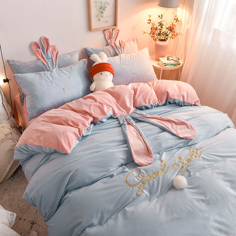 Princess Wind Baby Suede Four Sets Crystal Suede Coral Suede Flannel Flannel Bed bedding bedding Bedding Winter