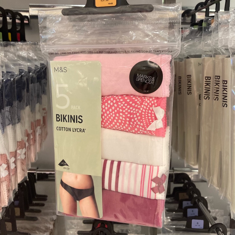 5-Pack Low-Rise Bikini Women's Pure Cotton Briefs Breathable Comfortable Underwear Printed M&S Martha Panties