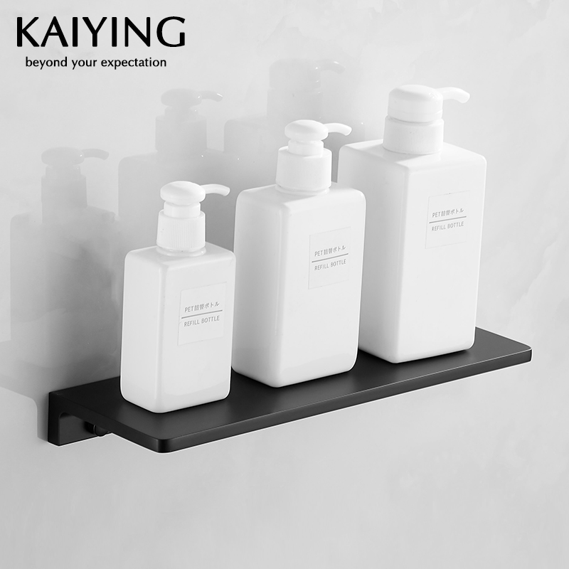 Kei Hawk Black Bathroom Shelve Wall Hung Space Aluminum Makeup Room Nursery Tray Punching Wall Hardware Containing Deck