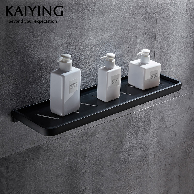 Kaiying black bathroom shelf kitchen wall hanger Powder room wall hardware pendant storage shelf L001