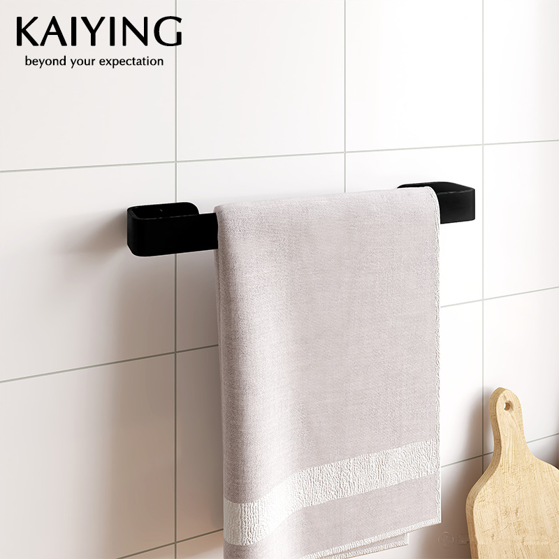 KeEagle Towel Rod Free punch black wall-mounted Space Aluminum bathroom Makeup Room Towel Single Rod Nordic Fur Towels