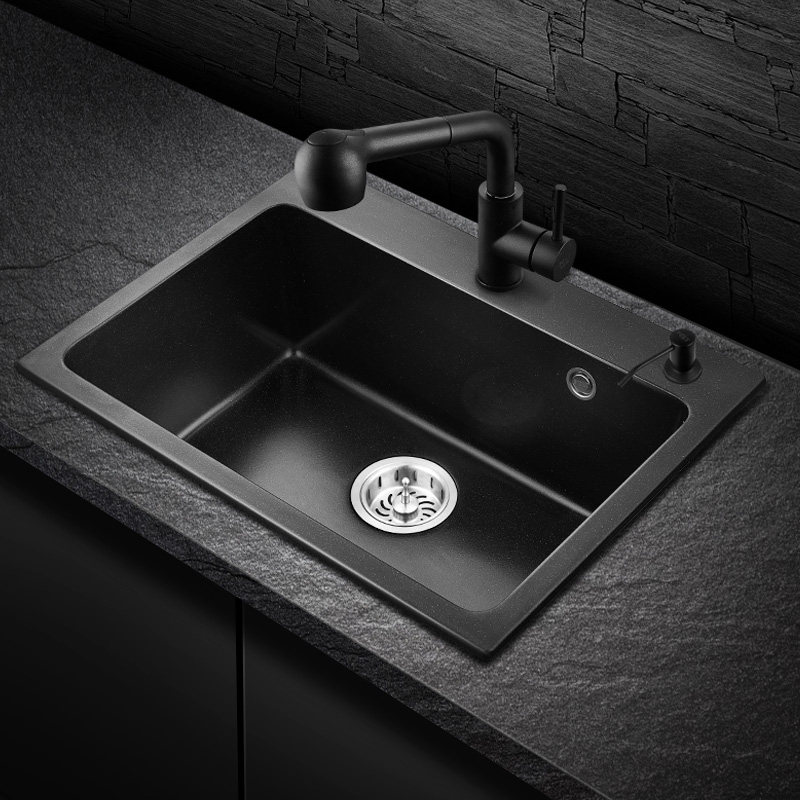 PULT Quartz Stone Sink Single Sink Package Integrated Forming Kitchen Handmade Large Water Pool Thickened Granite Wash Basin