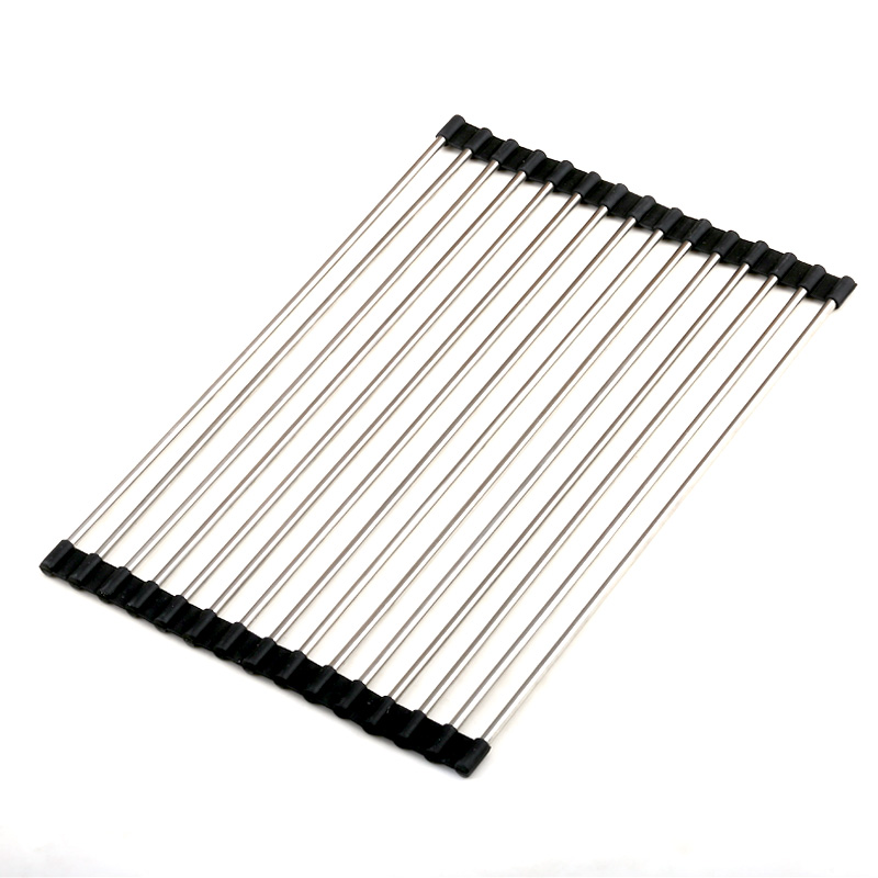 PULT foldable drain roller blind stainless steel drain basket kitchen sink drain board shelf heat insulation pad
