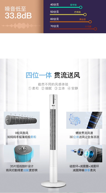 Wo Mu Electric fan hâm mộ tháp quạt sàn lắc đầu câm xây dựng quạt máy tính để bàn không có quạt lá - Quạt điện