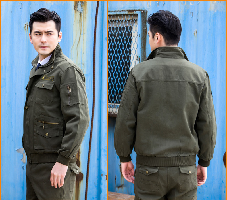 Quần yếm dài tay phù hợp với quần áo cotton nam mùa xuân và mùa thu nhà máy hàn dày quần áo bảo hộ lao động sửa chữa thợ hàn mặc bảo hiểm lao động quần áo làm việc các kiểu đồ bộ đẹp