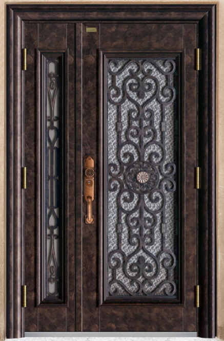 Jadette security door ZP-B-M111-imperial flower glass for light customization