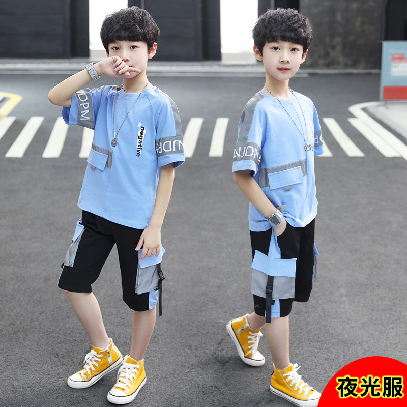 Children suit boy summer clothing short sleeve suit 2022 new CUHK Tong 12 boy Summer Ocean sends Korean version tide 15 years old