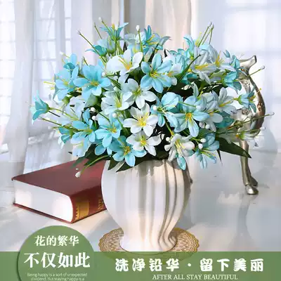 Interior decoration plastic fake flower dry bouquet ornaments living room table TV cabinet decoration rose simulation floral potted plants