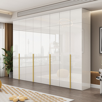 Simple modern wardrobe bedroom home solid wood four-five-six door paint wardrobe economical locker cloakroom