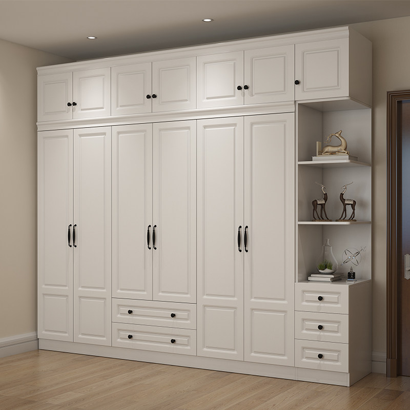 Wardrobe Simple modern economical wood panel assembly combination Bedroom four five six door cabinet Large wardrobe