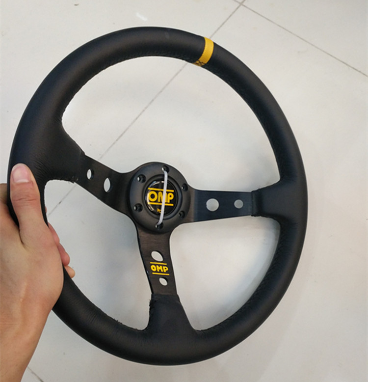 Xe sửa đổi tay lái đua OMP da vô lăng 14 inch tay lái thể thao sửa đổi phổ quát 	chổi vệ sinh xe ô tô