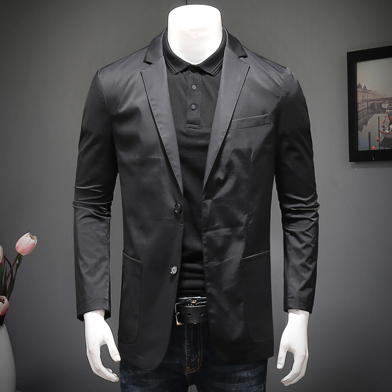 2020 mùa xuân trẻ nam Casual Silk nhẹ mỏng Suit Pure Color Simple Business Single Tây Lên trên Slim Suit