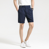 Summer linen Tencel breathable casual trousers men Korean slim shorts with five-point pants adjustable mens pants