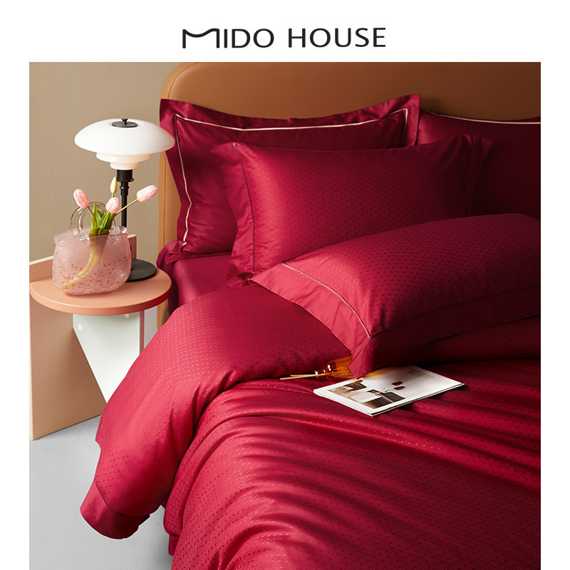 MIDO HOUSE High-end 100S Xinjiang long suede cotton jacquard wedding wedding wedding of four sets-joyless