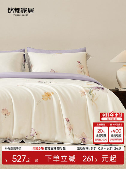 Mingdu Four-Piece Bedding Set 2026 New Model 100-Count Lenzing Tencel Printed Duvet Cover Bed Sheet Bedding - Southern French Holiday
