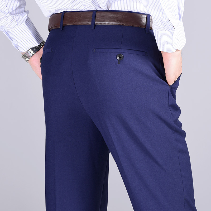 Blue Dress Pants for Men, Spring and Autumn Business Style, Royal Blue, Bank Men's Loose Straight-Leg Slim-Fit Blue Dark Blue Summer Trousers