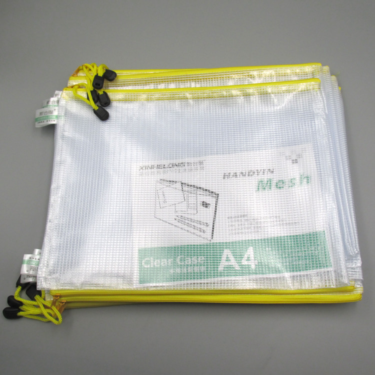 A4 grid bag A5 zip bag file bag a4 transparent grid students use bag plastic transparent zipper type