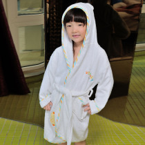 Childrens pure cotton towel with hat bathrobe cartoon large childrens bathrobe gown