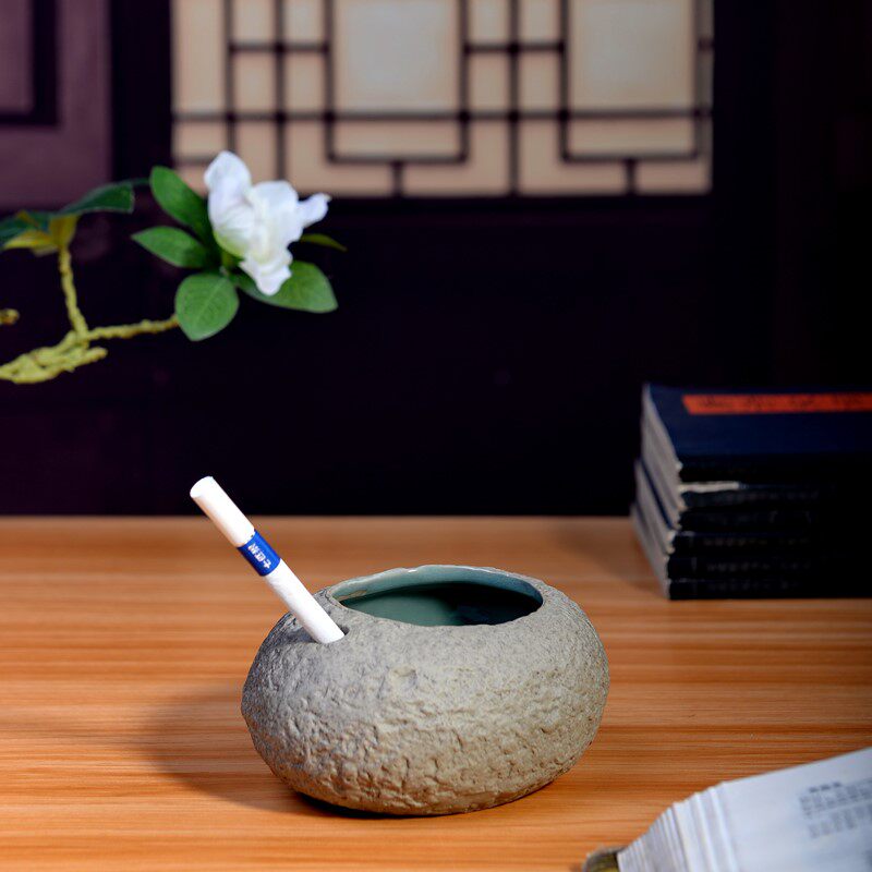 Personality Living Room Chinese Imitation Goose Eggs Tea Table Stone Cigarette Ash Tray Creative Trend Home Office Brief Ceramic Vat