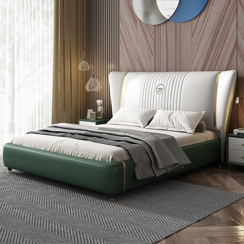 Italian light luxury leather bed modern and simple 2021 new tatami high box storage bed soft bag nappa leather bed