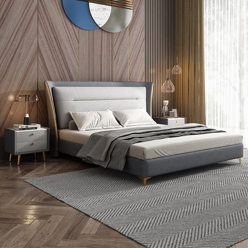 Nanotechnology cloth bed light luxury master bedroom 2021 new solid wood free soft bag double bed modern minimalist cloth bed