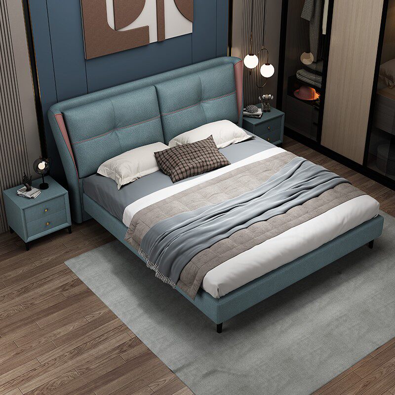 Wash-free technology cloth bed light luxury master bedroom 2022 new solid wood wedding bed nano fabric bed modern minimalist double bed