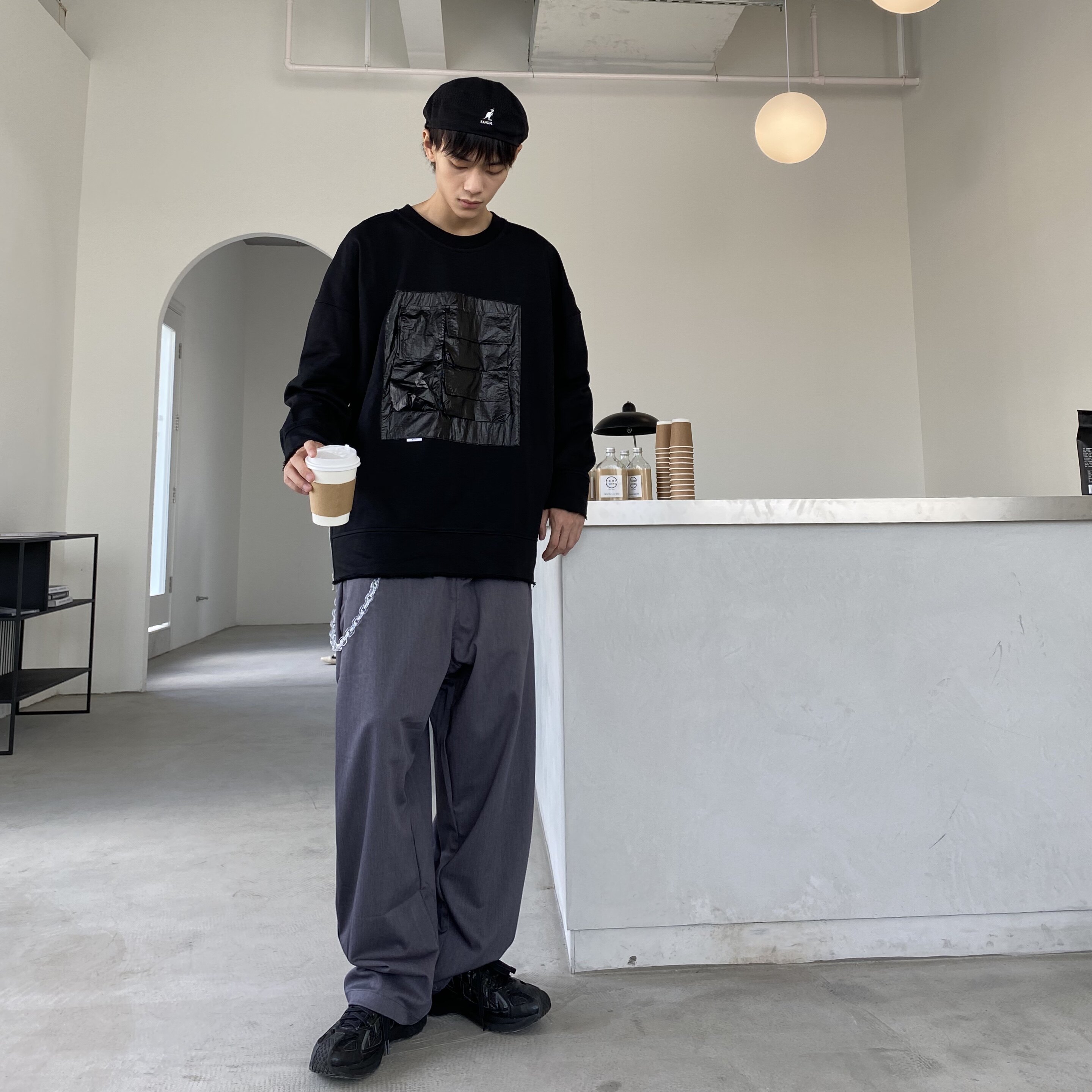 EAHO earthlinghoo pull fold cut super loose low crotch Korean street all-match hip-hop trousers for men and women